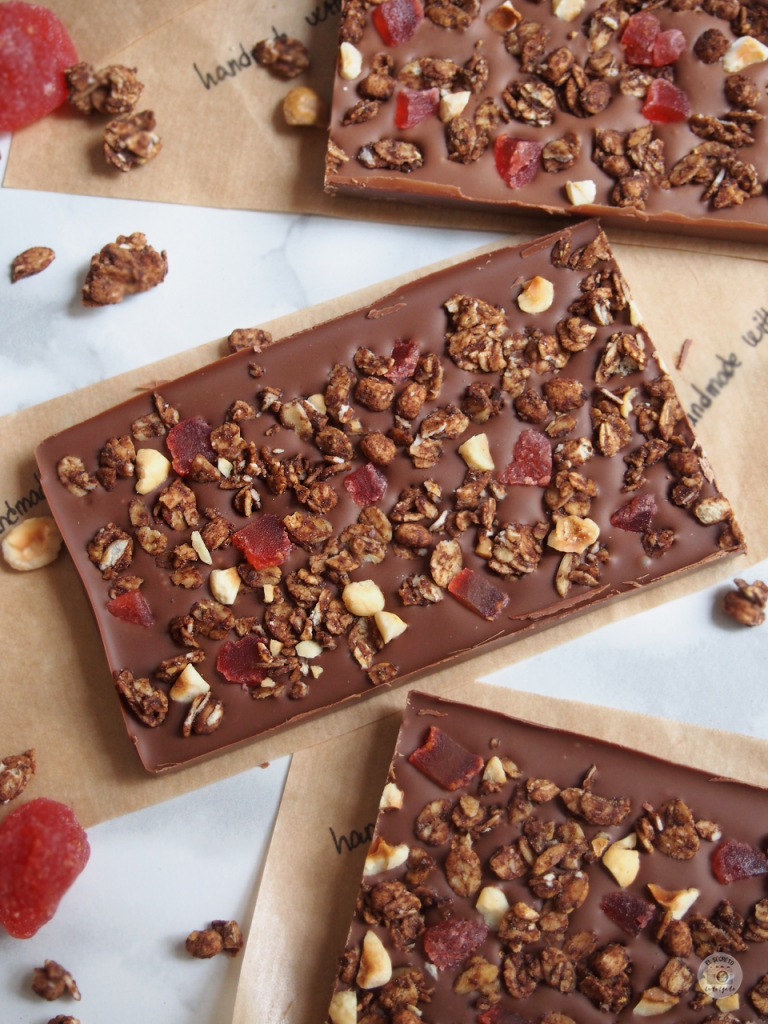 Barras chocolate con granola 3 ingredientes - 3 ingredients granola chocolate bars