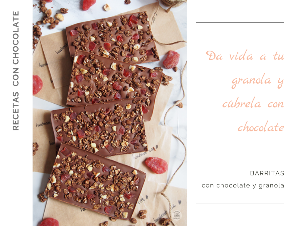 Barras chocolate con granola 3 ingredientes